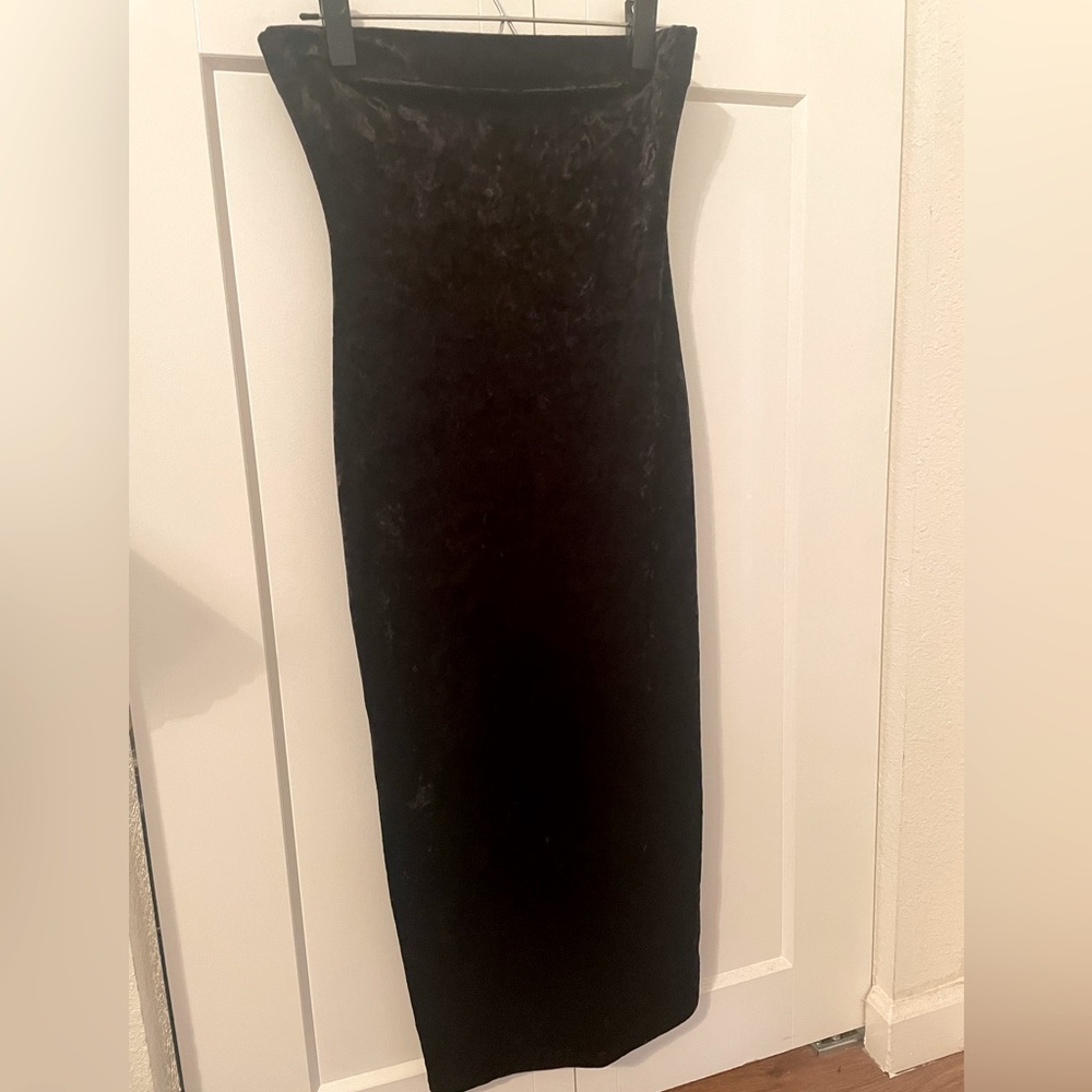 VELVET black strapless midi dress- S